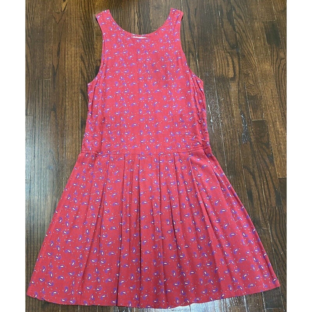 Vtg! Allison Blair Boho Drop Waist Dress Size M Pockets Dainty Paisley Print Y2K